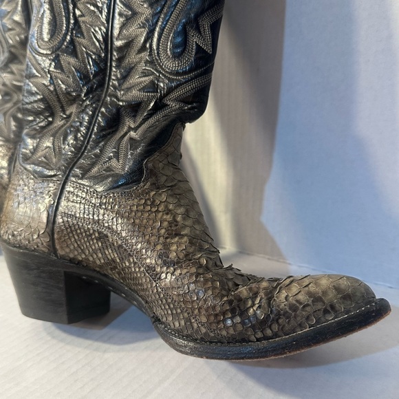 ❗️ Women’s Western Cowboy Cowgirl Black Leather Snakeskin Boots Size 6 Panhandle - Picture 5 of 14